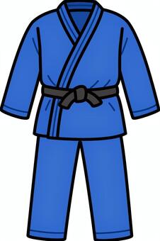 青の柔道着です。 柔道着,シンプル,柔道,道着,武道,格闘技,帯,スポーツ,青のイラスト素材