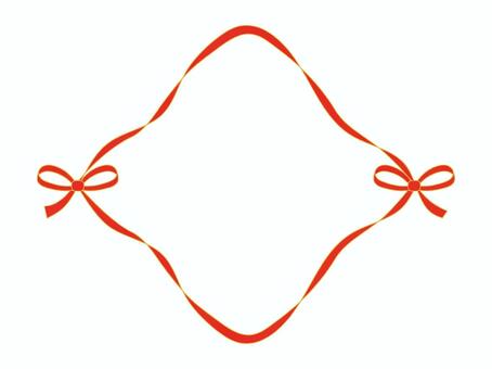 赤リボンのダイヤ枠 リボン,フレーム,枠,菱形,赤,飾り枠,かわいい,ガーリー,ラッピング,結び目のイラスト素材