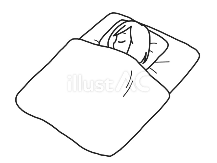 線画＊寝てる女性 人物,女性,寝るのイラスト素材