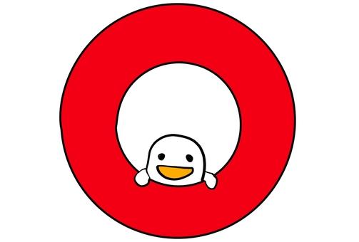 〇マークとゆるキャラのイラスト まる,赤,キャラクター,シンプル,ゆるい,マーク,表示,かわいい,アイコン,イラストのイラスト素材