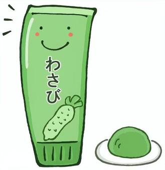 かわいい練りわさび 練りわさび,手描き,かわいい,わさび,調味料,チューブ,食材,香辛料のイラスト素材