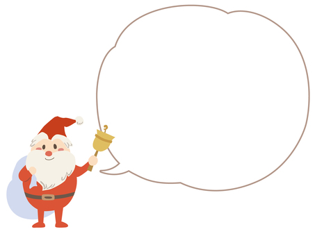 ベルを持つサンタ　吹出白 サンタ,サンタクロース,クリスマス,ベル,吹き出し,吹出,フキダシ,かわいい,おしゃれ,ほのぼののイラスト素材