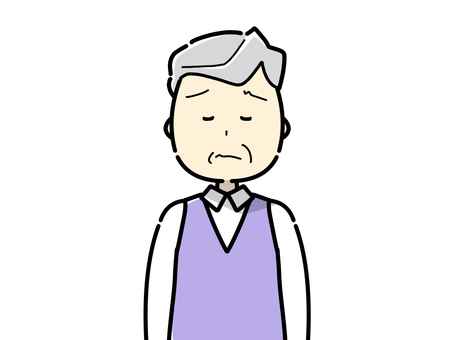 悲しいおじいさん 上半身,おじいさん,悲しい,老人,高齢者,祖父,シニア,年寄り,白髪,高齢のイラスト素材