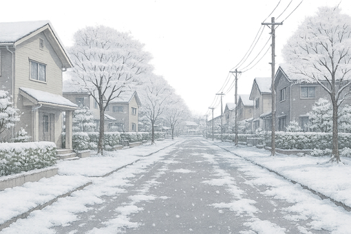 四季の住宅街風景イラスト4