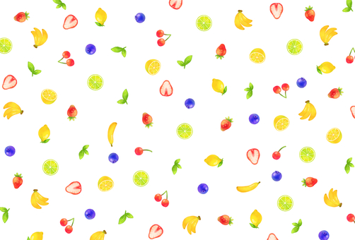 果物・フルーツの背景イラスト　壁紙素材 果物,背景,果実,パターン,スウォッチ,いちご,壁紙,さくらんぼ,模様,バックグラウンドのイラスト素材