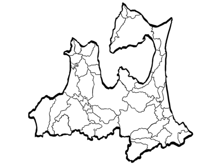 青森県地図・市町村区分 （筆タッチ） 青森県,青森,地図,市町村,自治体,区分,県,東北,日本地図,筆のイラスト素材