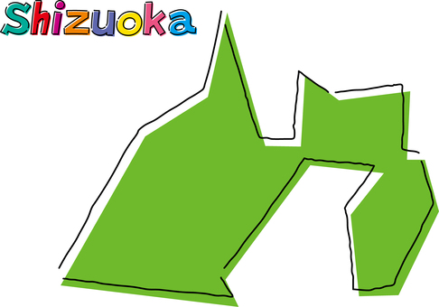 静岡　手描き風のシンプルな線画の地図  静岡,県,都道府県,手描き,フリーハンド,地域,地方,地図,ラフ,シンプルのイラスト素材