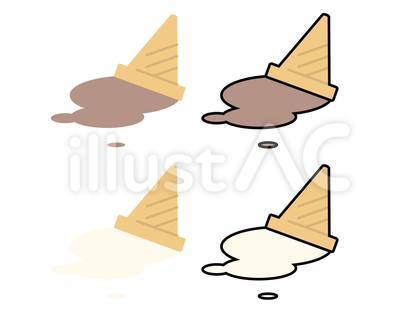 落として溶けたソフトクリームのイラスト