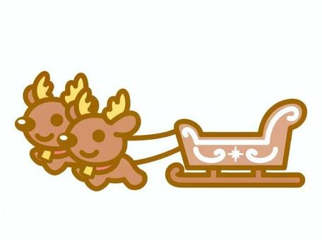 ソリとトナカイ　ブラウン クリスマス,ソリ,乗り物,トナカイ,動物のイラスト素材