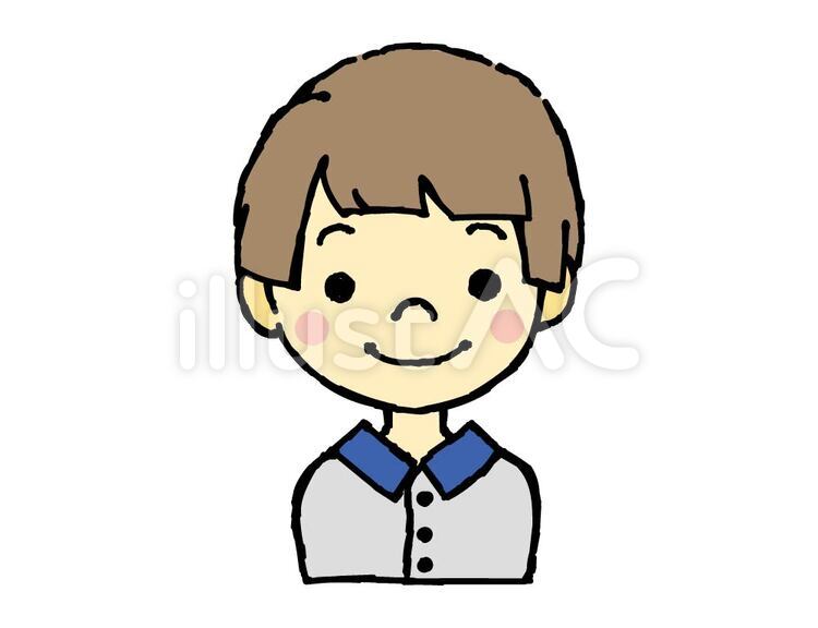 ほほえむ男の子 男の子,表情,線画のイラスト素材