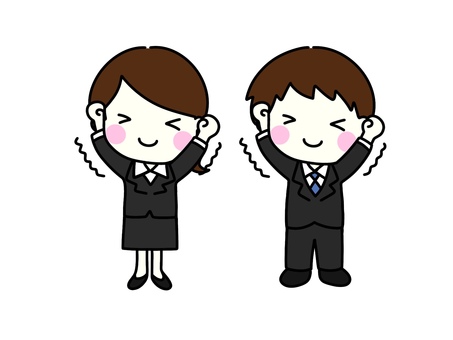 伸びをする　会社員 伸び,伸ばす,ストレッチ,リフレッシュ,リラックス,体操,会社員,サラリーマン,スーツ,男性のイラスト素材