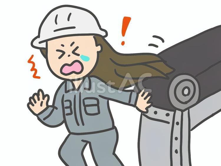 長い髪の巻き込まれ災害 長い,髪,巻き込まれのイラスト素材