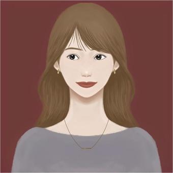 アクセを着けた女性　背景色有り 女性,バストアップ,正面,ファッション,アクセサリー,イヤリング,ネックレス,ピアス,微笑み,目配せのイラスト素材