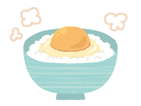 卵かけご飯 卵かけご飯,生卵,黄身,白身,かける,お米,白米,お茶碗,湯気,温かいのイラスト素材
