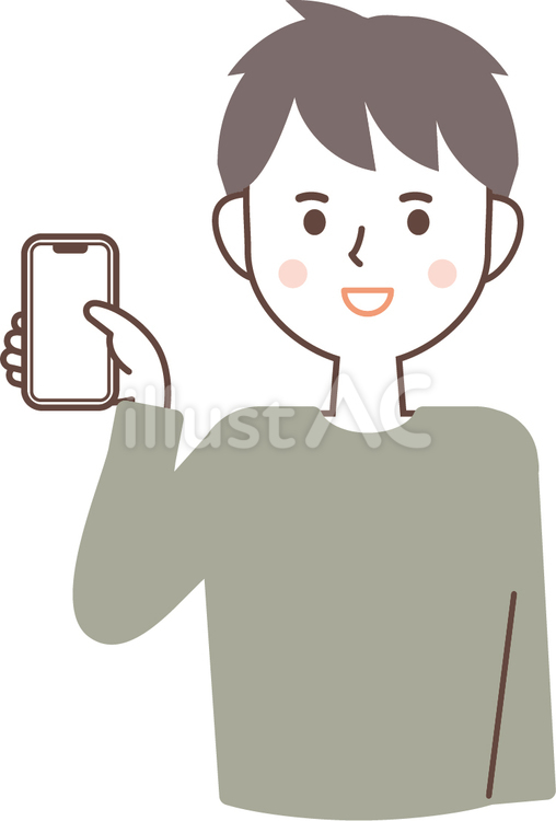 スマホを持つ男性 人,男性,顔のイラスト素材