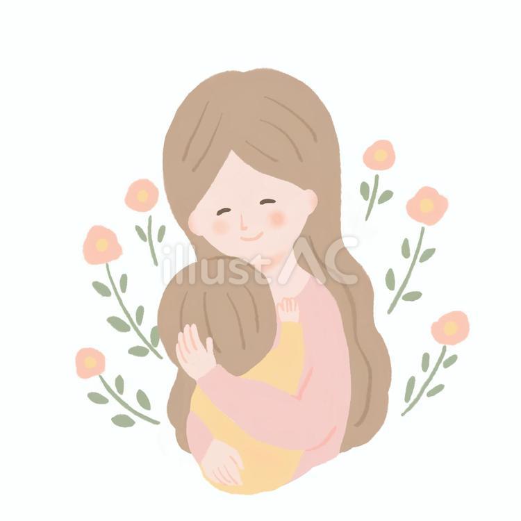 笑顔せ子供を抱きしめるママ ママ,お母さん,親子のイラスト素材
