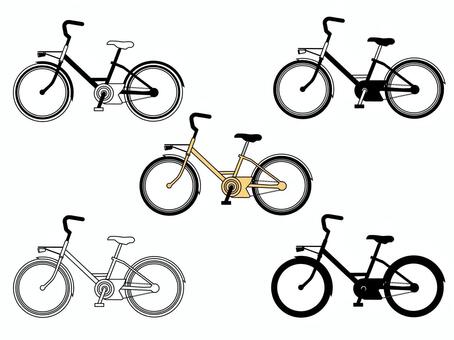 自転車＆自転車マーク 自転車,乗り物,2輪車,セット,チャリ,チャリンコ,ママチャリ,マーク,貼り紙,ポスターのイラスト素材