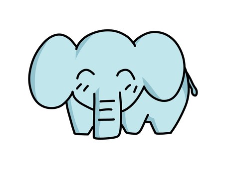 かわいいゾウのイラスト ゾウ,動物,笑顔,シンプル,子供向け,幼児向け,絵本,動物園,元気,ポップのイラスト素材