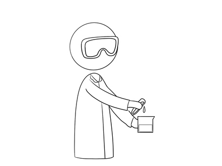 液体を調合する研究者 液体,ビーカー,研究,研究者,研究員のイラスト素材