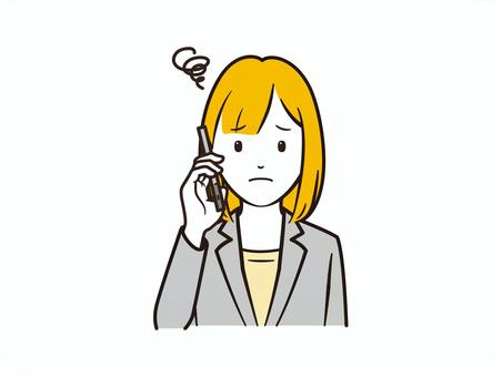 スマホ通話で困惑するOLイラスト スマホ,スマートフォン,ビジネス,電話,通話,話す,困惑,ol,キャリアウーマン,ビジネスマンのイラスト素材