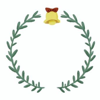 ベルと草のリースの手描きカラーイラスト