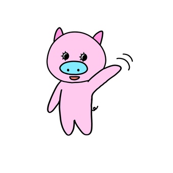 手を振るぶたさん 手を振る,ぶた,さようなら,こっちだよ,こんにちはのイラスト素材