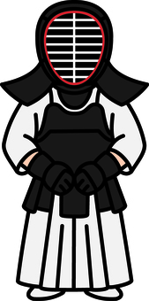 黒の防具セットです。 剣道,防具,シンプル,武道,面,胴,小手,胴着,袴,武道具のイラスト素材