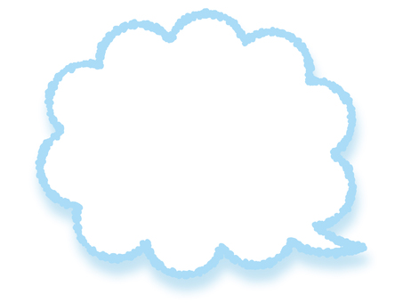 クレヨンのもくもく吹き出し　影付　水色