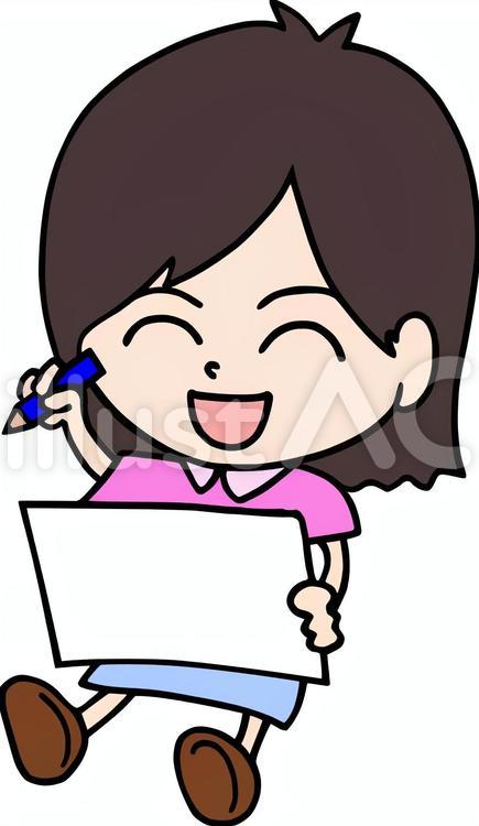 写生会女の子 絵,描く,おんなのこのイラスト素材