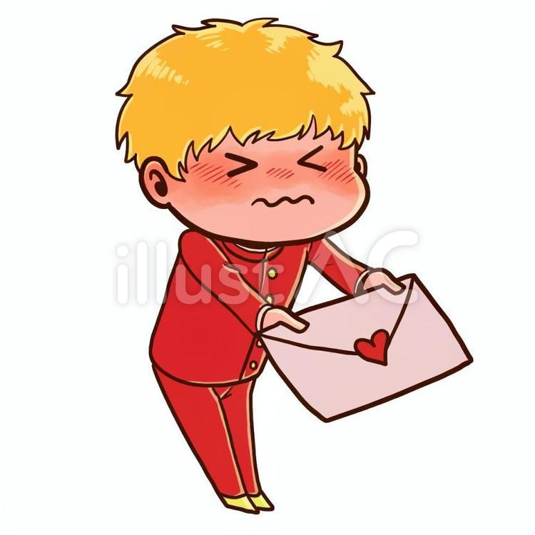 ラブレターを差し出す男の子 ラブレター,恋文,告白のイラスト素材