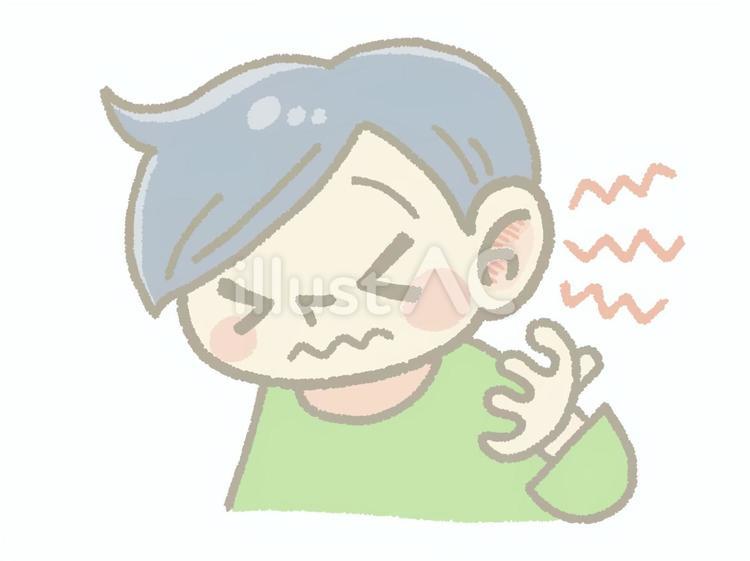 耳に違和感がある男性 耳,かゆい,痛いのイラスト素材