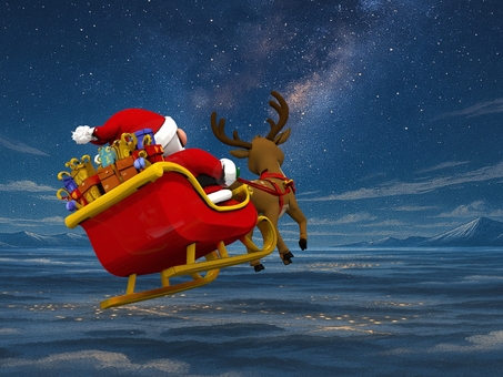 クリスマスプレゼント届けるサンタクロース