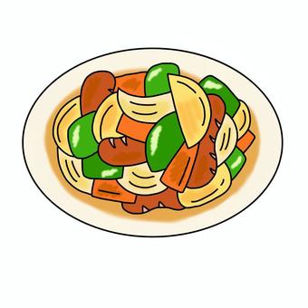 野菜炒めのイラスト 野菜炒め,炒め物,夜ご飯,野菜,肉のイラスト素材