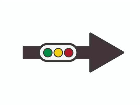 シンプルな矢印（右・信号付）02 信号,矢印,右,アイコン,マーク,シンプルのイラスト素材