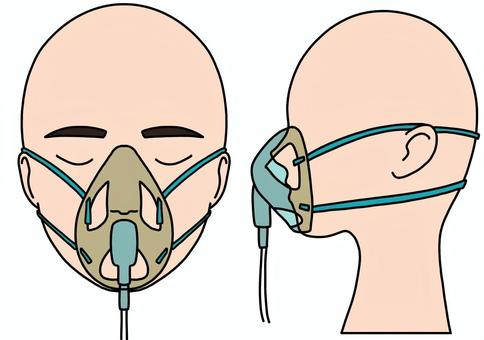 オープンフェイスマスク　横顔と正面カラー オープンフェイスマスク,酸素,治療,横顔,正面,カラーのイラスト素材