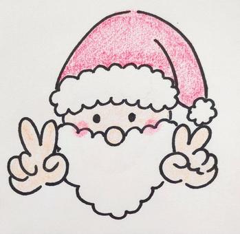 ピースサンタ サンタ,クリスマス,クリスマス素材,ピース,ゆるかわ,ゆるキャラ,クレヨン,手描きのイラスト素材