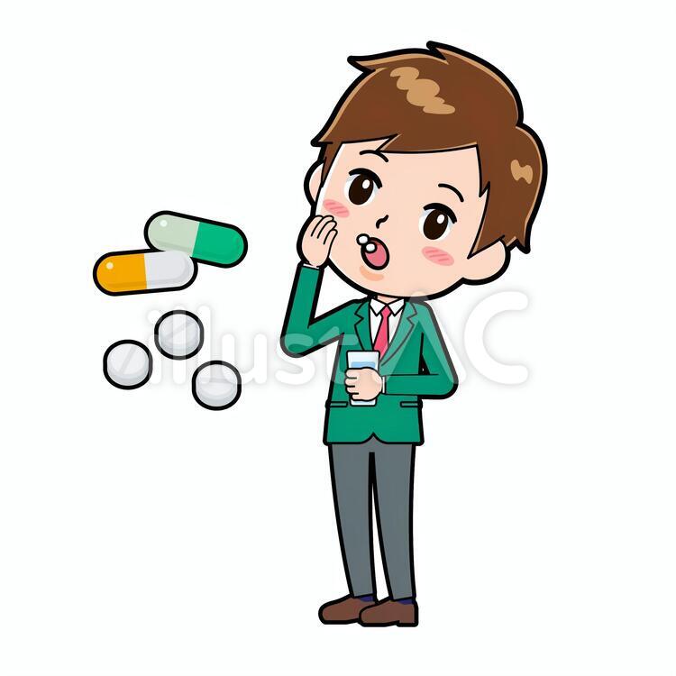 学生ブレザー男性　服薬 男性,人物,学生のイラスト素材