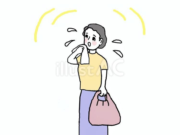 猛暑の外出で体調不良の女性 夏,猛暑,暑いのイラスト素材
