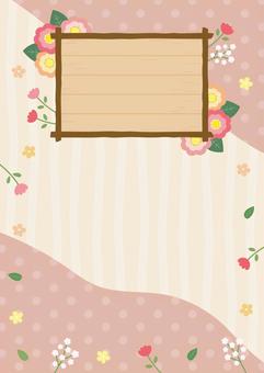 春の花と木目フレーム 春,花,花びら,背景,フレーム,木目,木目調,木目テクスチャ,枠,飾り枠のイラスト素材