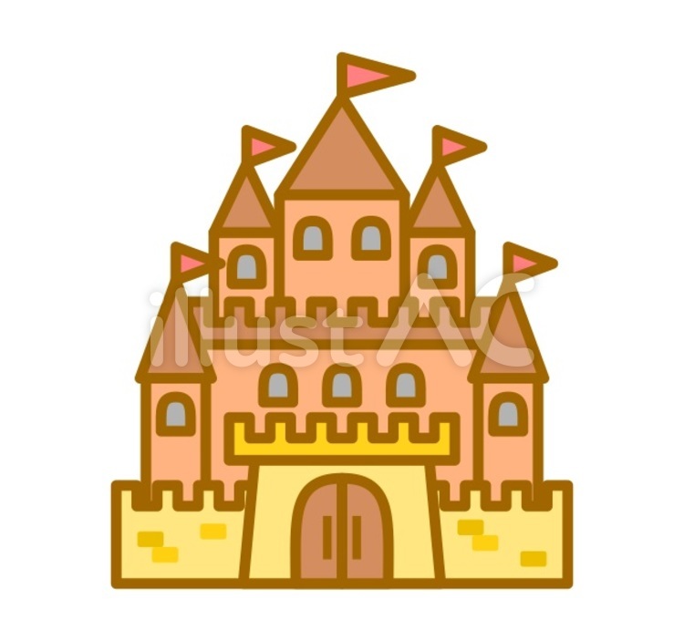 城　大きい　茶 城,建物,砦のイラスト素材