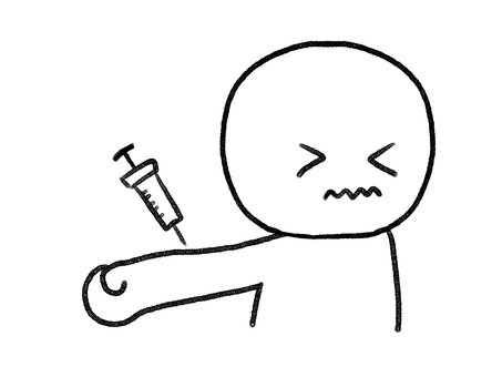 注射をされる棒人間線画