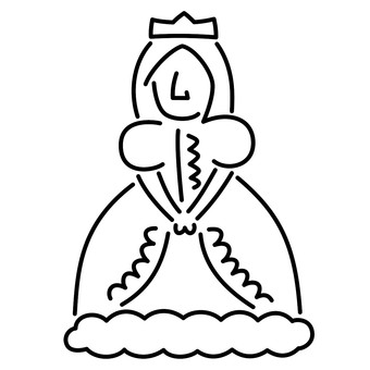 チェスのクイーン（女王）　線画 クイーン,チェス,駒,ボードゲーム,中世,ヨーロッパ,人,歴史,女王,姫のイラスト素材