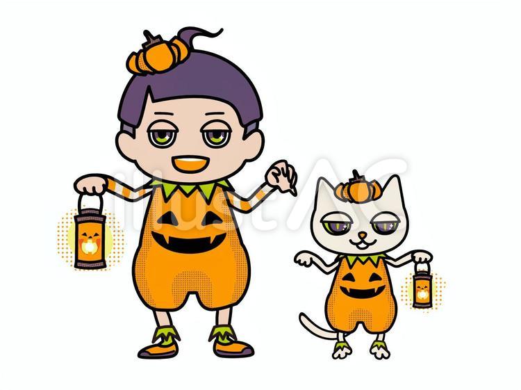 【ハロウィン】いたずらかぼちゃボーイ ハロウィン,トリックオアトリート,かぼちゃのイラスト素材