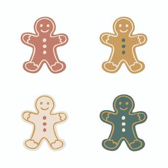 シンプル北欧風ジンジャーブレッドマン ジンジャーマン,イラスト,ベクター,クリスマス,素材,高解像度,シンプル,手書き,素朴,飾りのイラスト素材