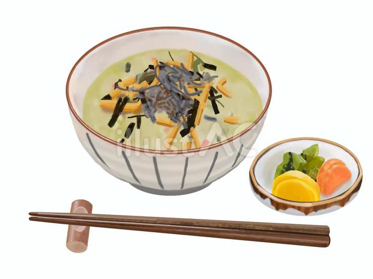 塩昆布茶漬け（漬物,箸付き） お茶漬け,塩昆布,昆布のイラスト素材