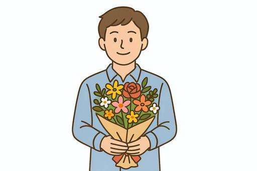 花束を持つ男性1