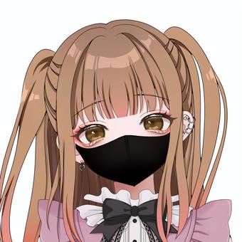 地雷系少女・ミルクティーカラー・黒マスク コスプレ,女子,女の子,美少女,萌え,アイコン,かわいい,萌え系,キャラ,地雷系のイラスト素材