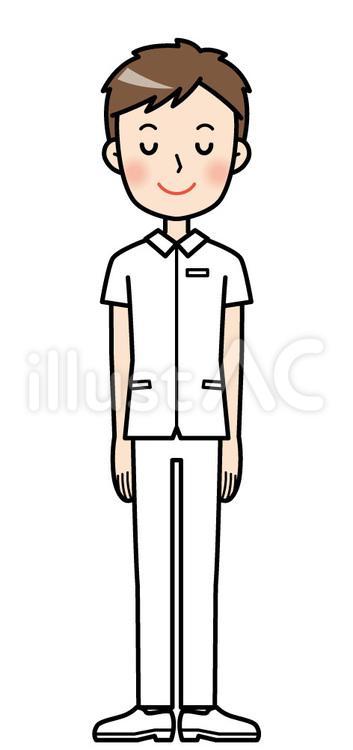 お辞儀するかわいい男性看護師 看護師,お辞儀,リラックスのイラスト素材