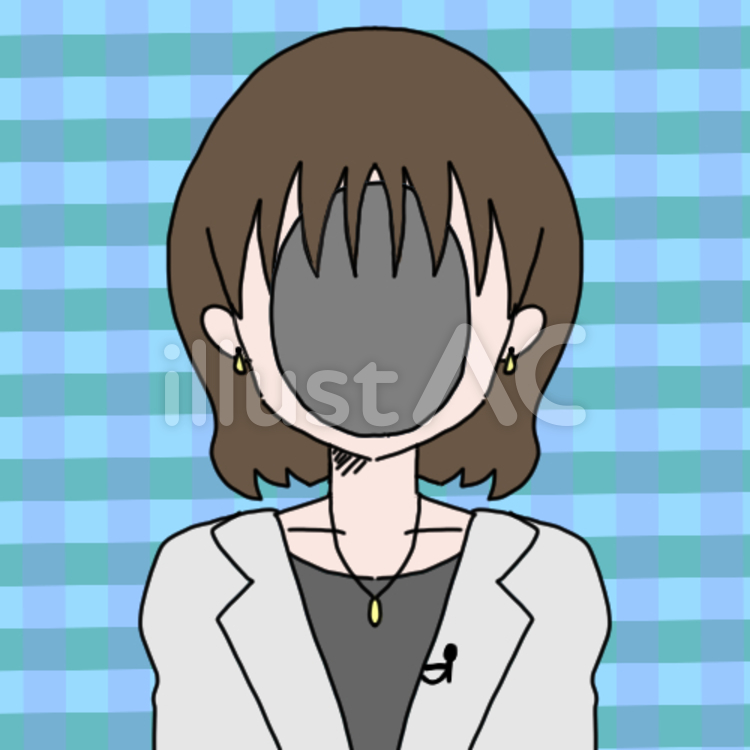 女性アナウンサーの顔ハメ ニュース,スーツ,司会のイラスト素材