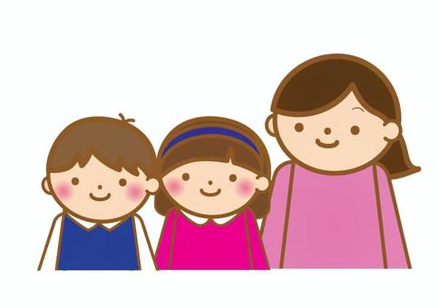 3人家族（シングルマザー） シングルマザー,母子家庭,家族,子供,お母さん,親,男の子,女の子,ママ,娘のイラスト素材